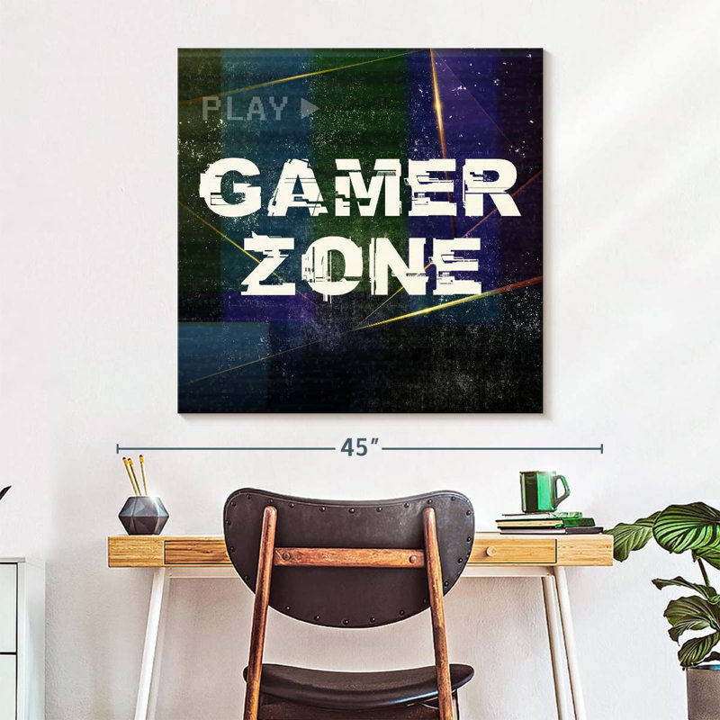 «Video Games Gamer Zone», impression sur toile, H 33 po x l 33 po x P 1,25 po