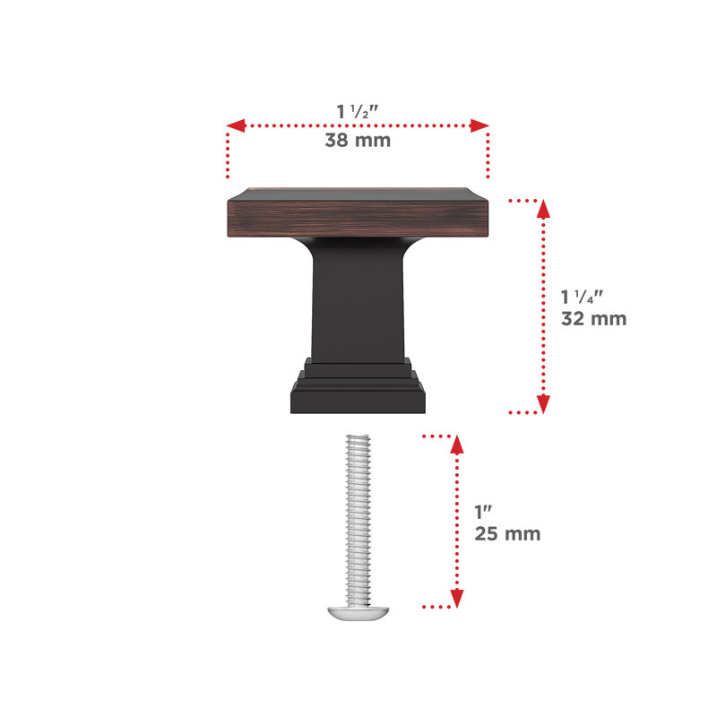 Expression Rectangle Knob, Brushed Oil-Rubbed Bronze