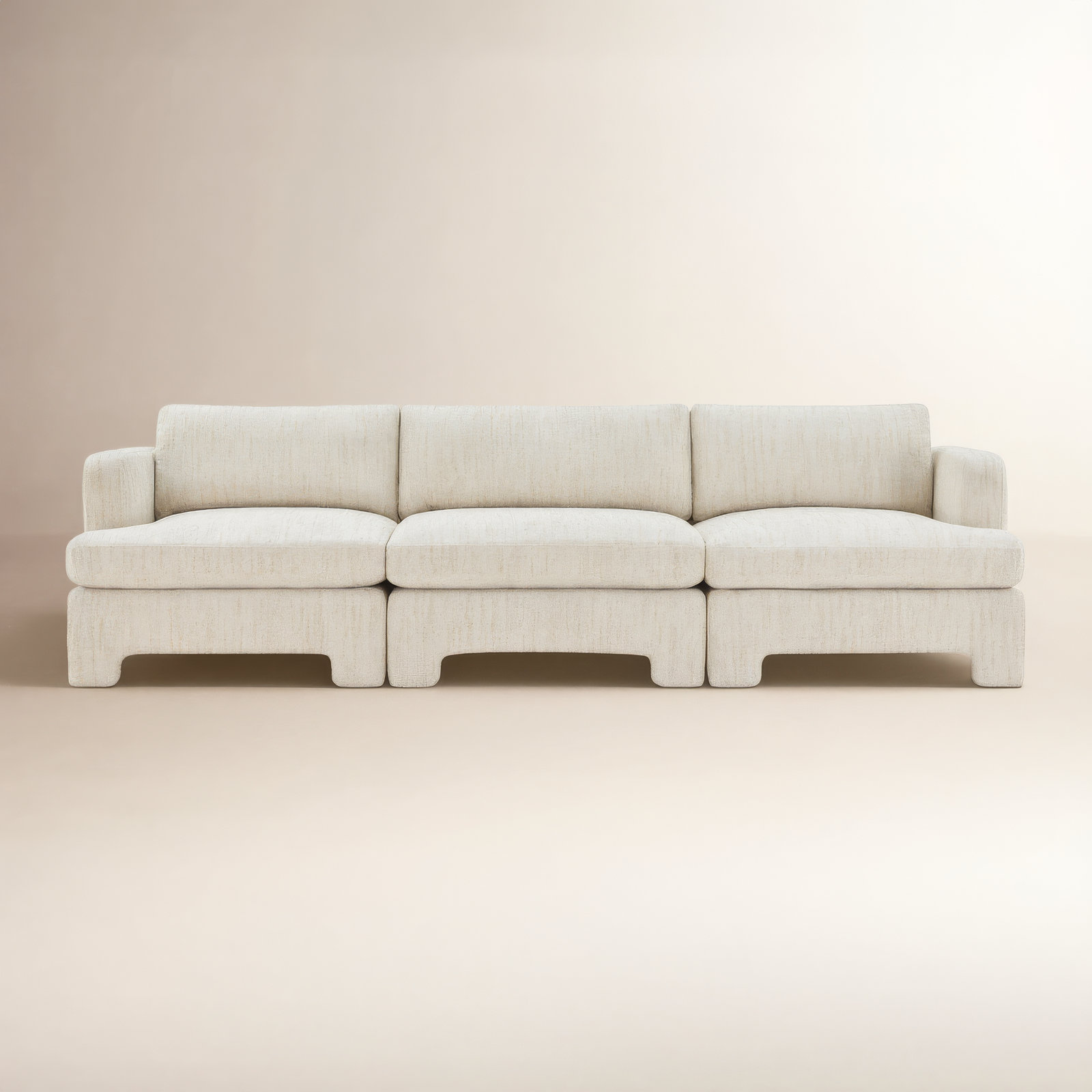 Jolie 116" Modular Sectional, Mellow Natural Textured Boucle