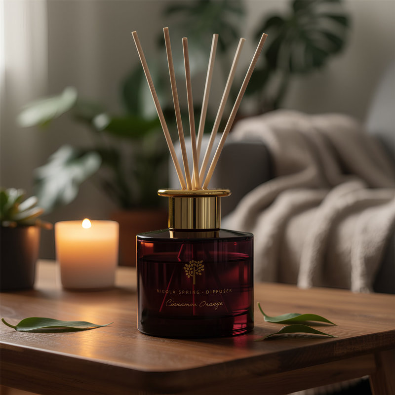 Nicola Spring Glass Reed Diffuser, Purple, Cinnamon & Orange