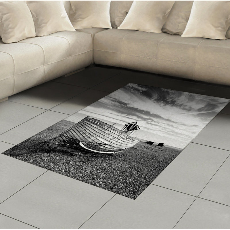 Gray High Density Long Fiber Poly Threads Decorative Area Rug Carpet, Rectangle 4' x 5'8"