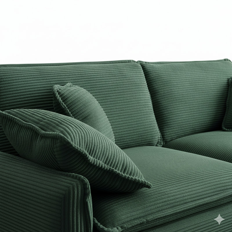 Canapé modulaire Cozy, Velours côtelé vert