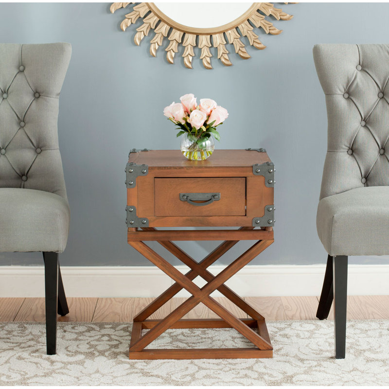 Thiessen End Table with Storage, Dark Brown