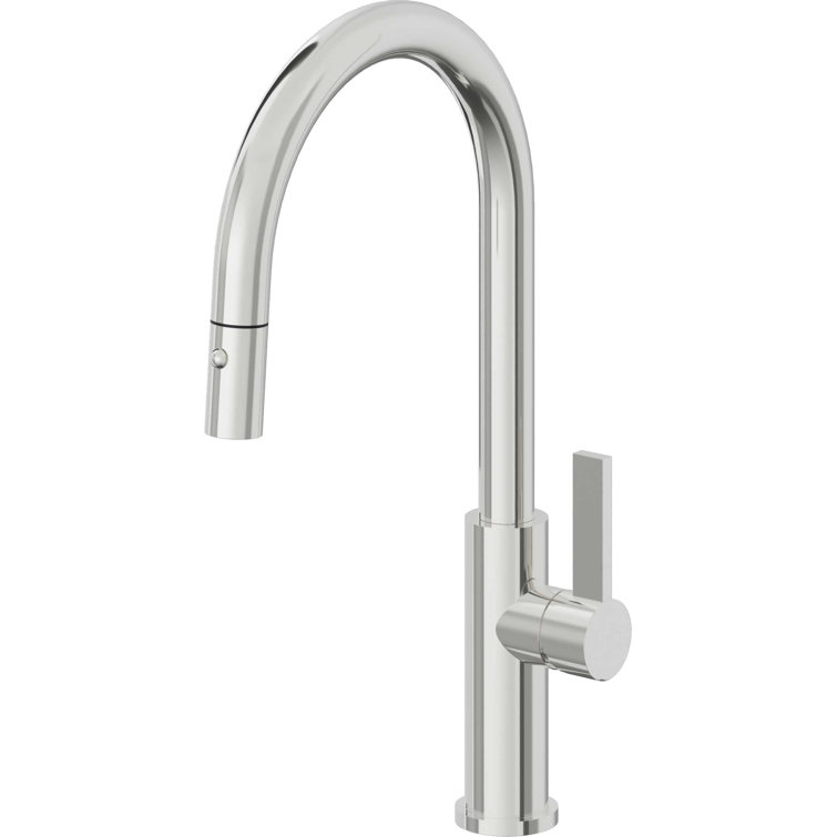 Corsano Contemporary Pull Down Kitchen Faucet with Button Sprayer High Arc Spout and FB Series Handle