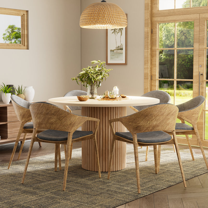 Round Solid Wood Dining Table for 1-6 | Latitude Run®