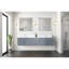 Meuble-lavabo double 80 po X P 22 po D, avec plateau en marbre de Carrare-117844485
