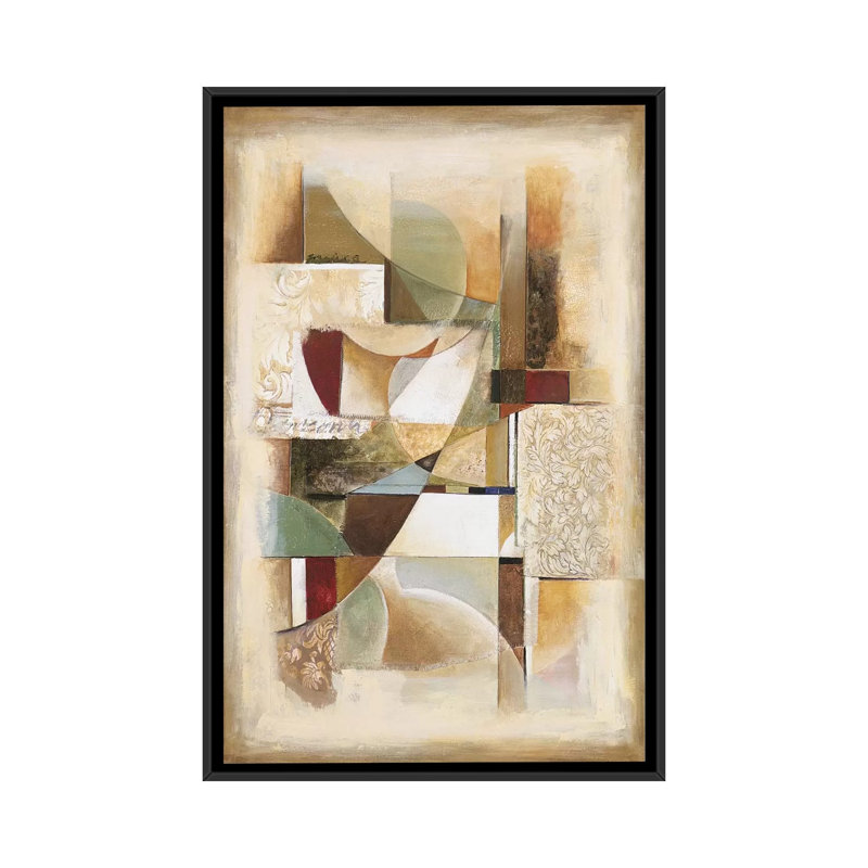 «Abstract Collage II», impression sur toile, H 26 po x l 18 po x P 1,5 po, Toile avec cadre noir, Pas de tapis