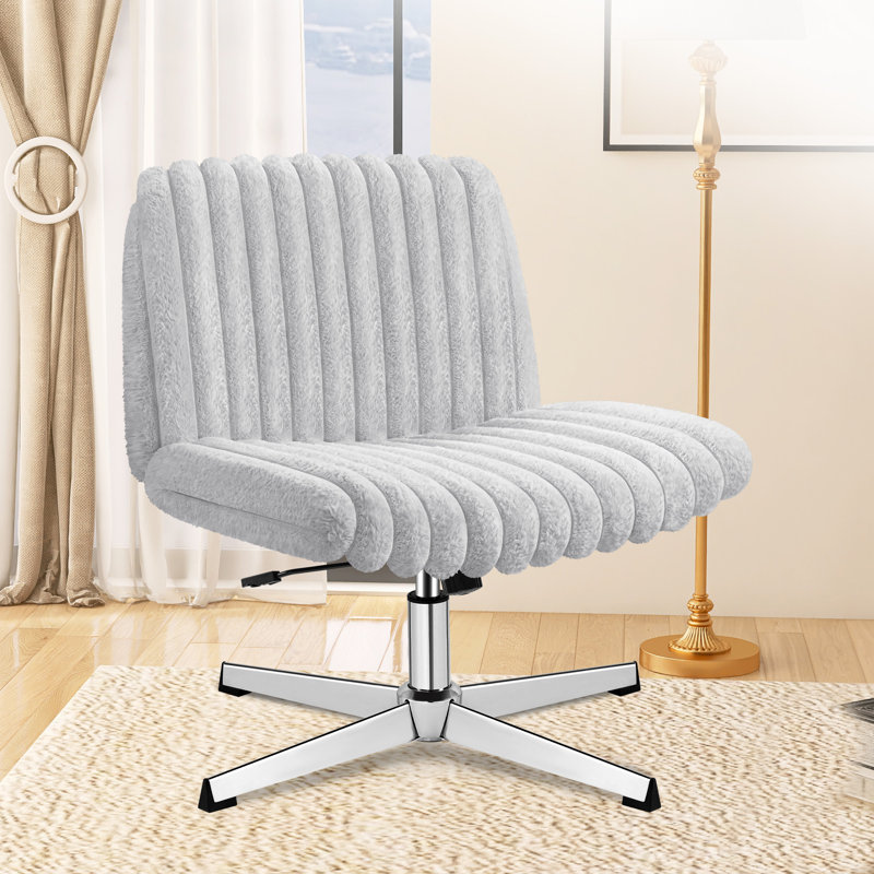 Huba Wide Seat Leisure Office Chair Cross Legs No Wheels, Silver, Dove