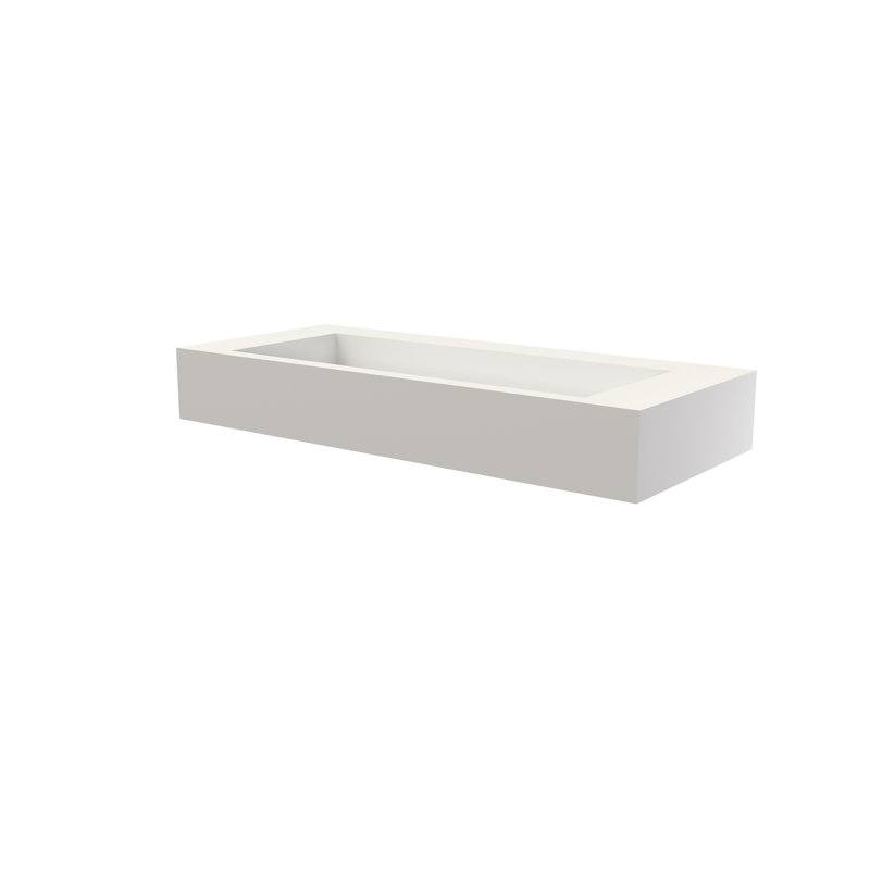 Lavabo de 42 po pour salle de bain à surface solide, couleur blanc mat