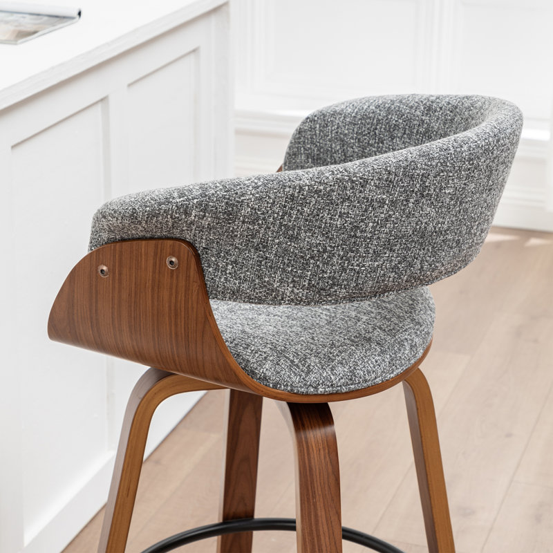Tabouret pivotant en lin Devlin, Tabouret de comptoir (siège d'une hauteur de 25 p