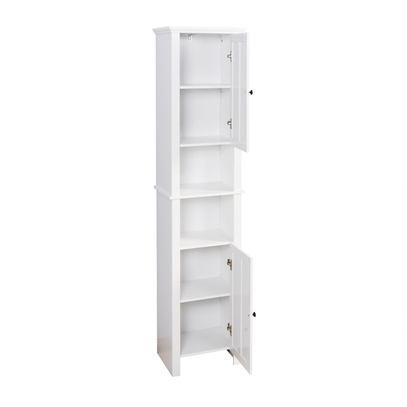 Armoire de rangement autoportante en bois - 2 portes et 6 tablettes pour salle de bain / salon (15,75 po x 11,81 po x 66,93 po)