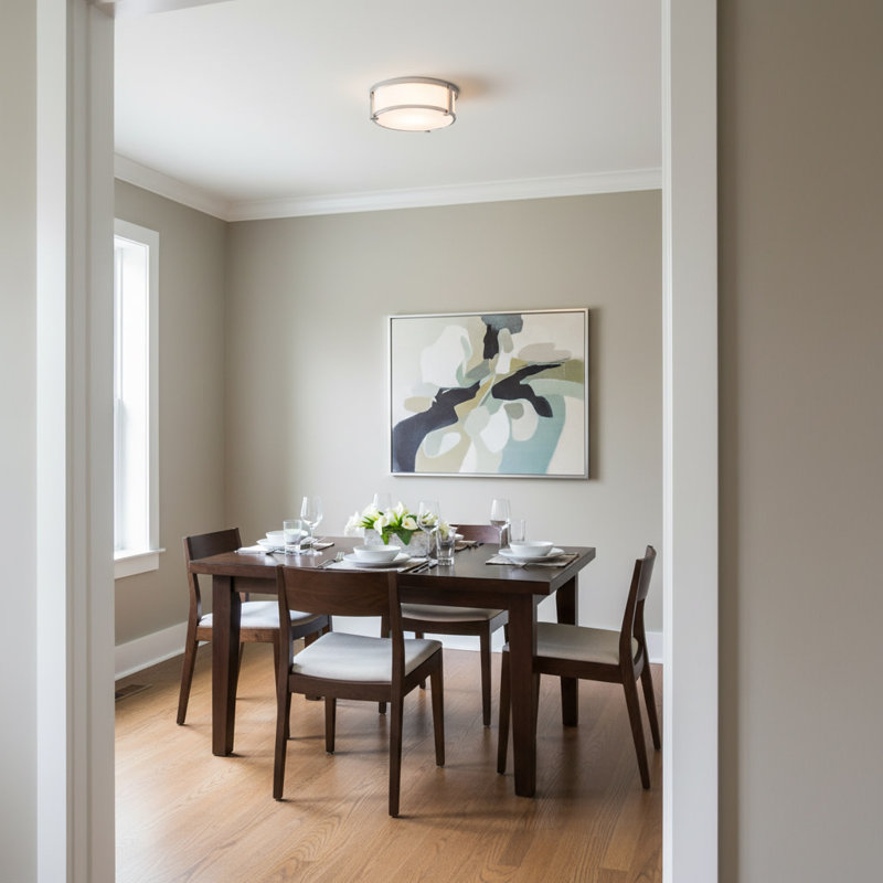 Lowell Modern Flush Mount Ceiling Light, 4.75" H x 13.25" W x 13.25" D, Chrome