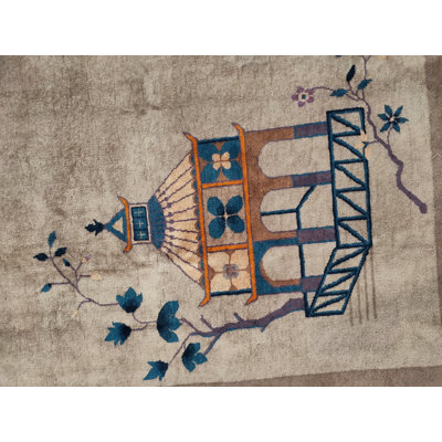 Grand tapis chinois antique noué à la main Art Deco
