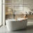67" Solid Surface Freestanding Soaking Bathtub, Matte White Stone Resin With Overflow And Pop Up Drain-123278829