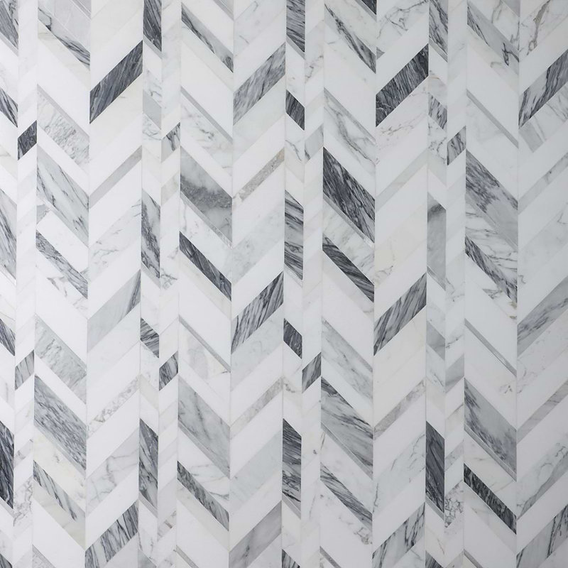 Amari Polished Marble And Aluminum Mosaic, Grigio