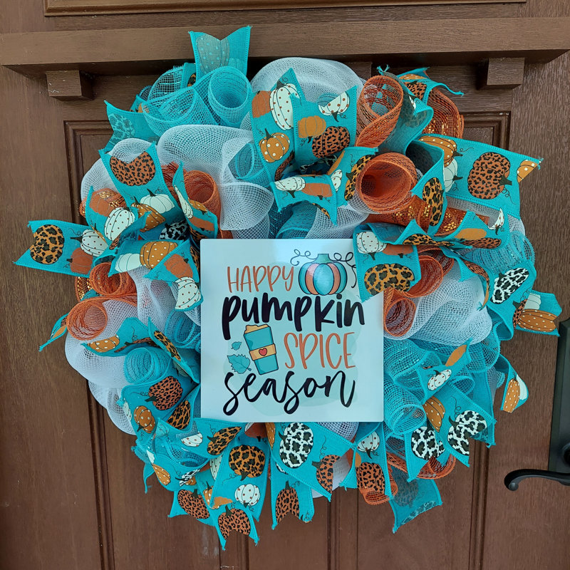 Couronne en maille 22 po Happy Pumpkin