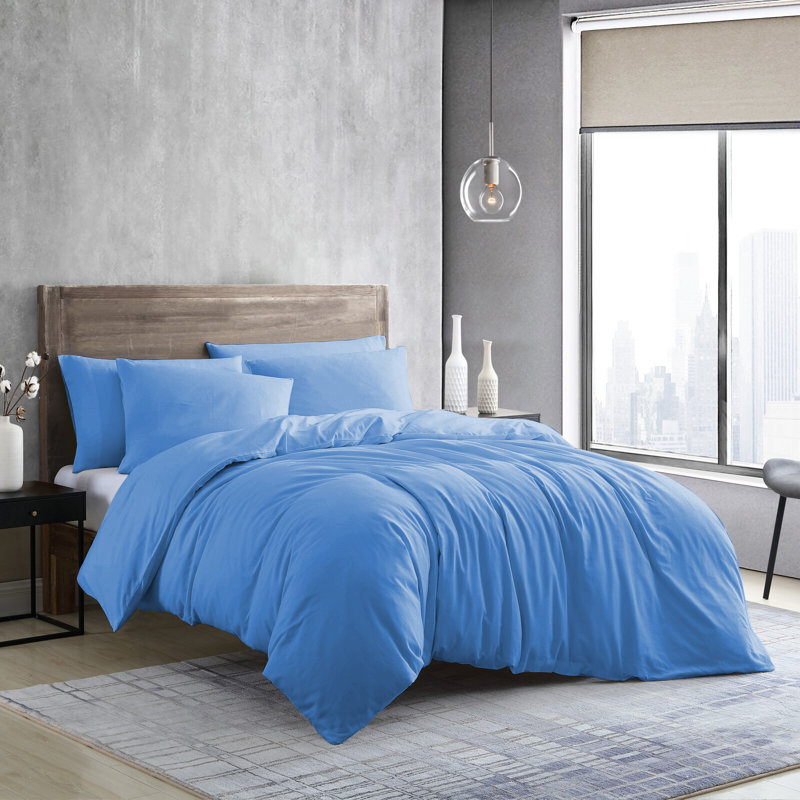 Edyson Microfiber Duvet Cover Set with Pillowcases Included, Super King - 2 Standard Pillowcases, Light Blue