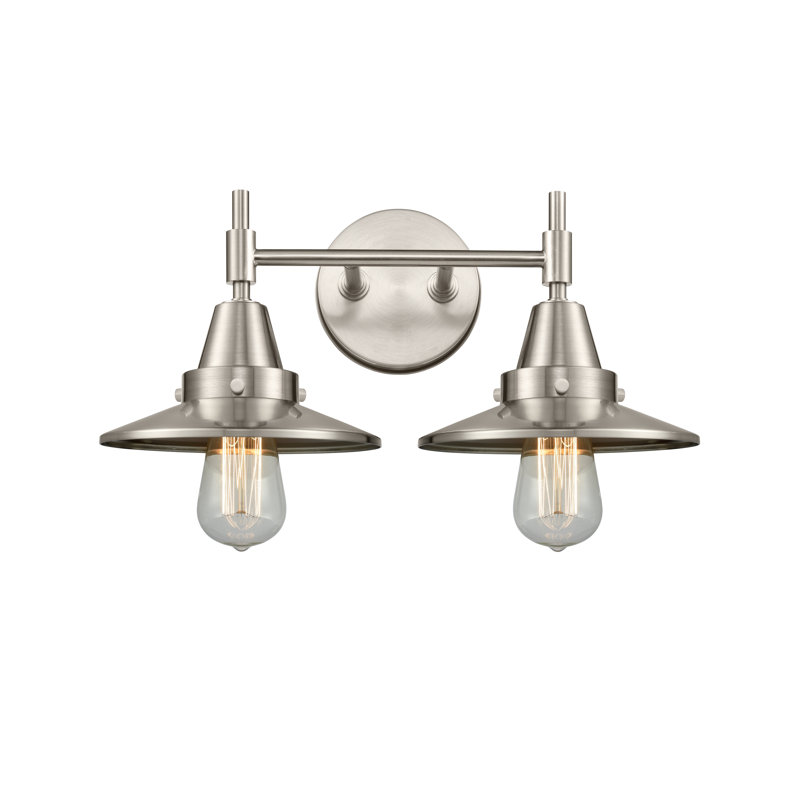 Éclairage pour meuble-lavabo à 2 lumières à intensité variable Gayle, Nickel satiné, Nickel satiné, Ampoule DEL rétro 4 watts