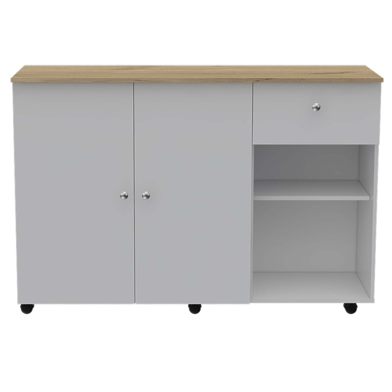 Sayville 2-Drawer 2-Shelf Kitchen Island with Pine Wood, Perfect for Additional Storage and Workspace in Any Kitchen