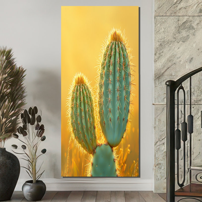 Cactus martellish dans la lumière du matin I - Cactus, reproduction sur toile, H 60 po x l 28 po, Toile tendue