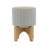 Planter on Stand Ceramic Planter on Wooden Base Contemporary Rustic Striped Design-213335349-213335350