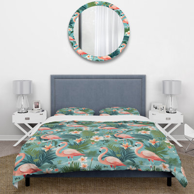 Flamingo Paradise Tropical Pattern I - Ensemble de housse de couette tropical