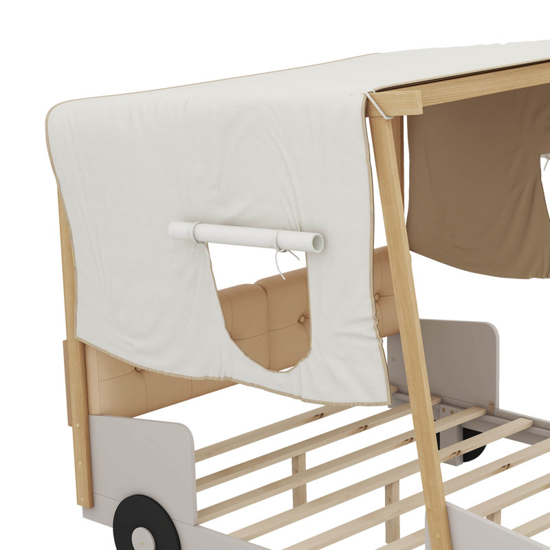 Wooden  Car Bed With Included Pillow, Full 