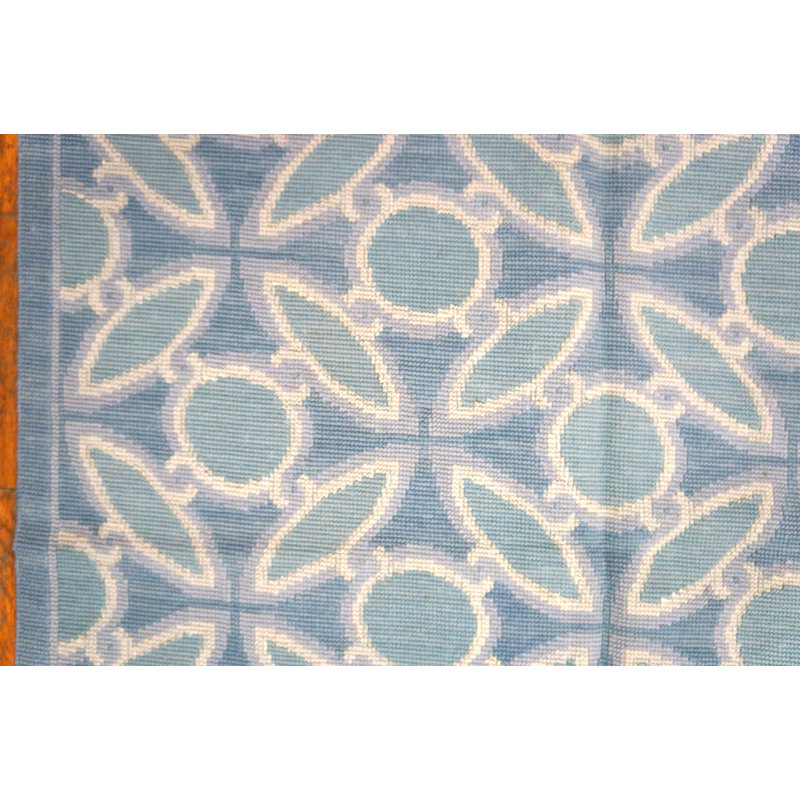 Flatweave Silk Geometric Rug, Blue