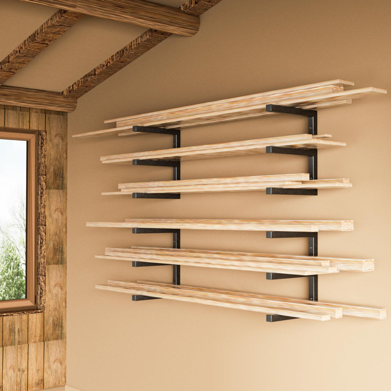 Support mural en bois avec rangement en bois et support à bois