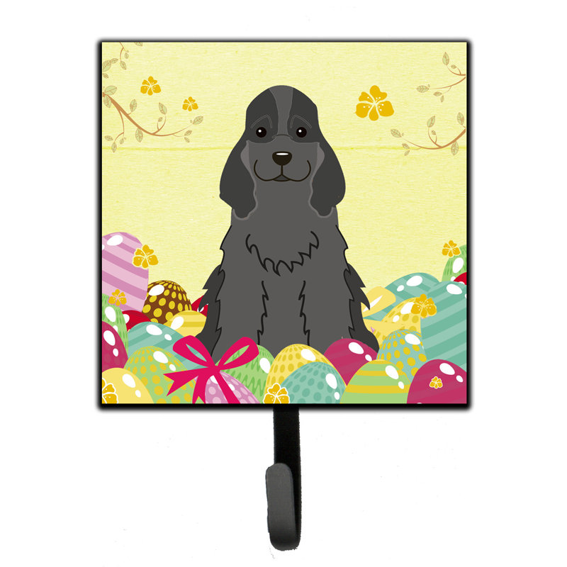 Mcelyea Metal Wall Organizer with Key Hooks, Yellow/Grey/Pink, Cocker Spaniel