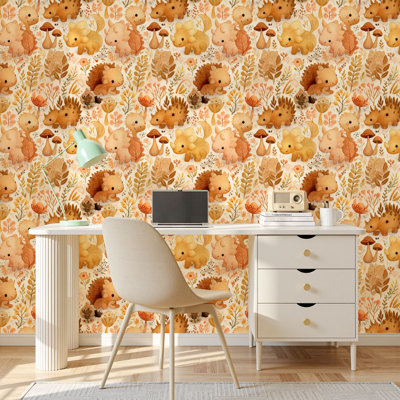 Papier peint adhésif peler et coller en PVC, revêtement mural auto-adhésif amovible avec imprimé de jardin de dinosaures pastel, imperméable pour la décoration intérieure - rouleau