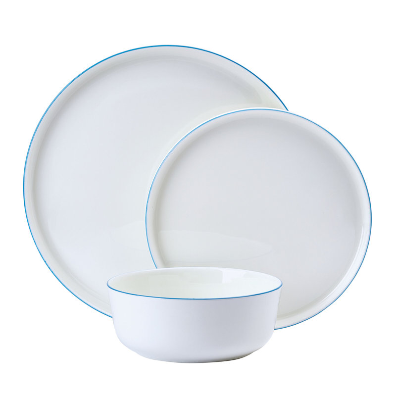 Service de table 12 pièces Mikasa Samantha, Blanc / Bleu