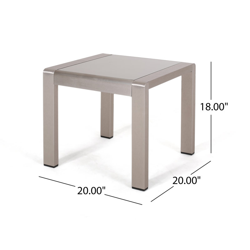 Ensemble de conversation d'extérieur 3 pièces avec coussins Mebane, Structure argent / coussin kaki