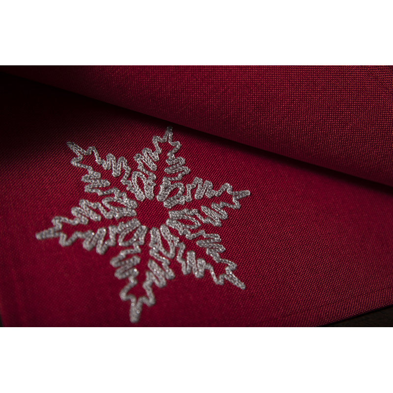 Polyester Embroidered Square Napkin, Red