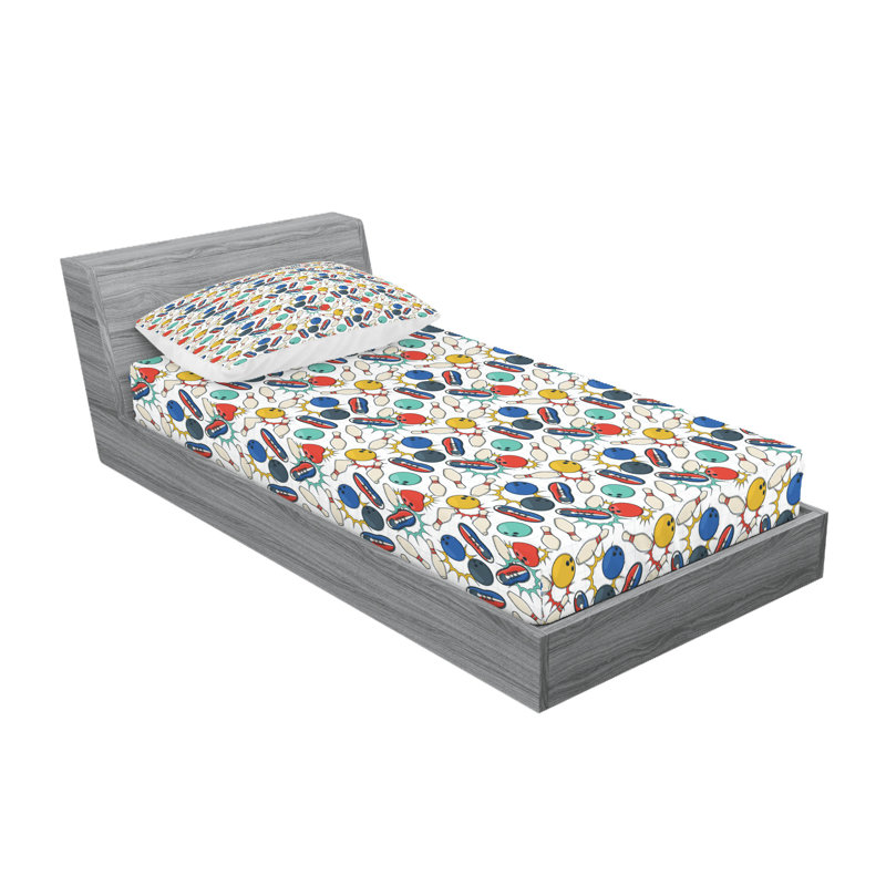 Multicolore drap-housse et coussin décoratif Ambesonne, Ensemble de draps-housses pour lit simple + 2 taie