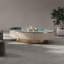 Table basse ovale en marbre clair de luxe-110567492-110567491