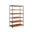 Bibliothèque spacieuse à 6 tablettes en chêne miel et noir pour bibliothèque de pièce d'étude - Home Decor Essential
