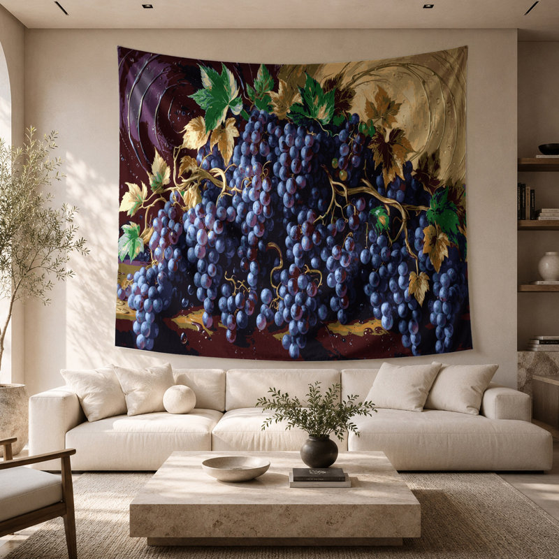 Tapisserie murale «Fruit Grape Champagne», 26 po x 36 po