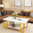 Marble Coffee Table, Faux Marble Top Rectangular Coffee Table With Metal Frame, 2 Tier Living Room Table For Living Room, Office, Balcony, 40 Inch-1907192210