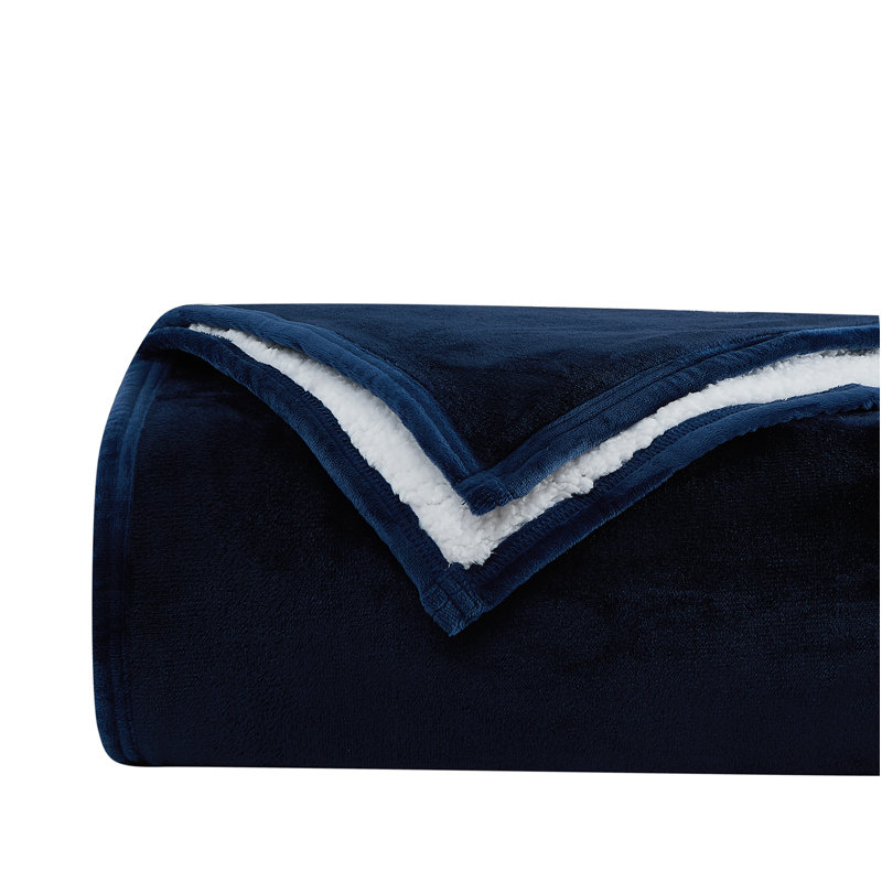 Jeté en sherpa surdimensionné et confortable Southshore Fine Linens, Jeté, Bleu marine