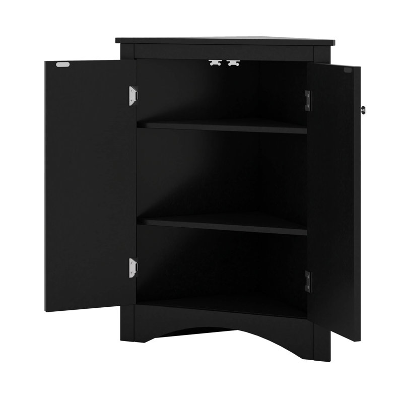 Corner Cabinet With Adjustable Shelves And Doors, Black