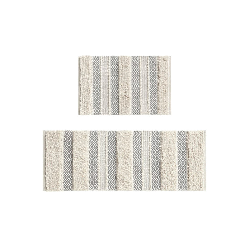 Woven Texture Stripe Bath Rug Grey 22X58"