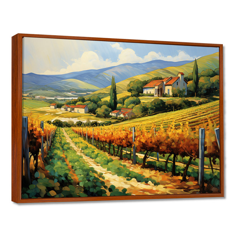 «Van Gogh», reproduction d'art sur toile - Vangogh Sunlit Vineyard II, H 34 po x l 44 po, Brun