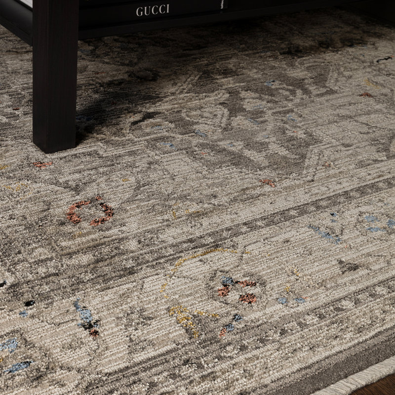 Belsan Persian Medallion Grey/Beige Area Rug, Rectangle 160 x 240cm