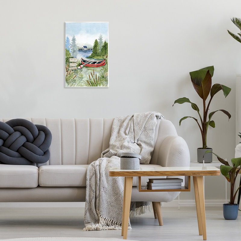 Plaque murale Canoe On Lake, design par Susan Winget, H 15 po x l 10 po