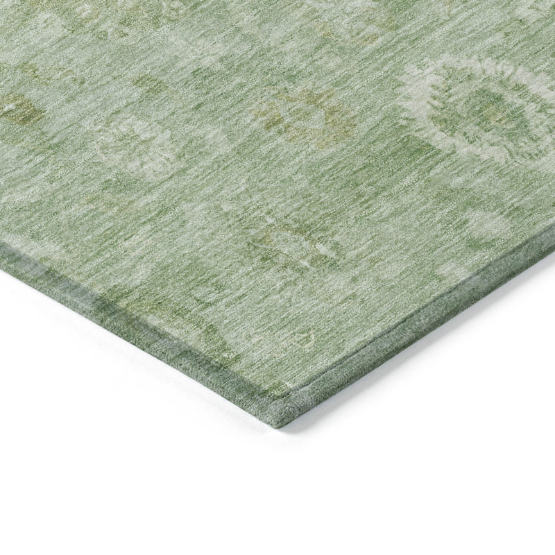 Machine Washable Indoor/Outdoor Xhevrie Aloe Rug, Rectangle 1'8" x 2'6"