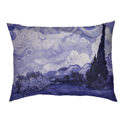 Coussin de concepteur indigo wheatfield avec blé cyprès Burk