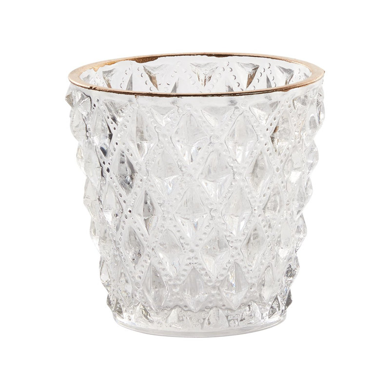 Glass Tabletop Votive Holder, 3.25" H x 3.5" W x 3.5" D
