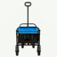Mini Folding Wagon Garden Shopping Beach Cart (Black+Blue+Brake)