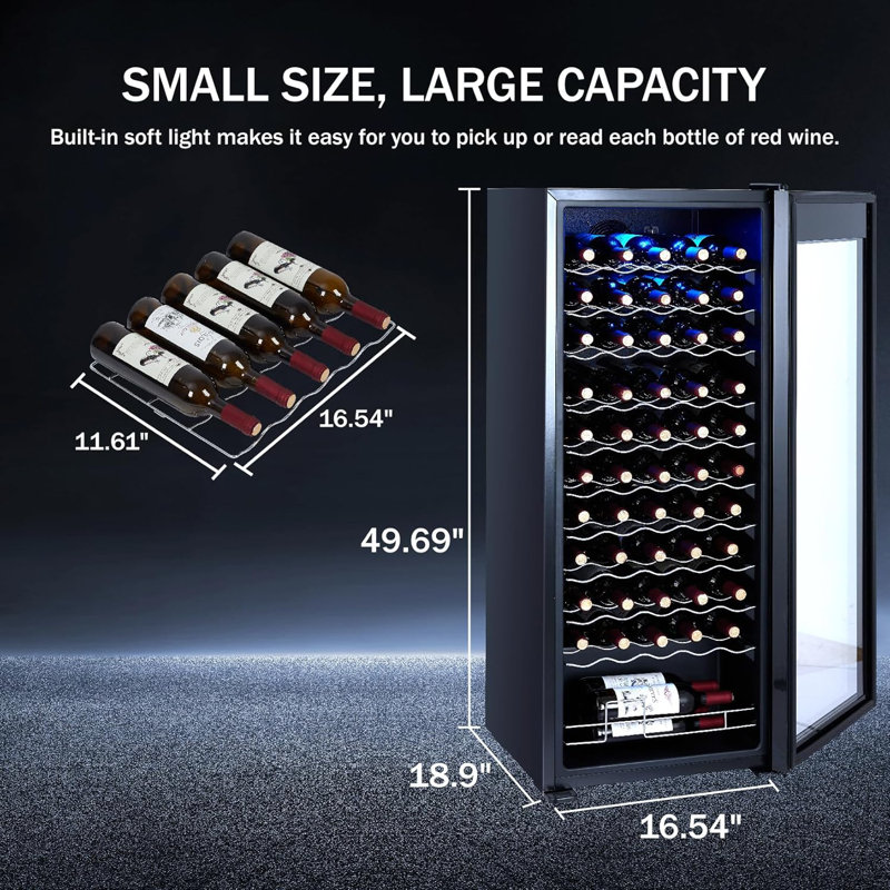 55 Bottle Wine Cooler Refrigerator, 41-64℉ Wine Refrigerator